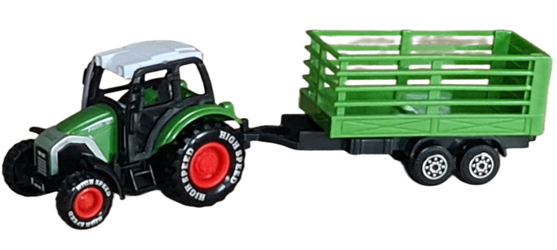 Model traktora z przyczepą - napęd, metal