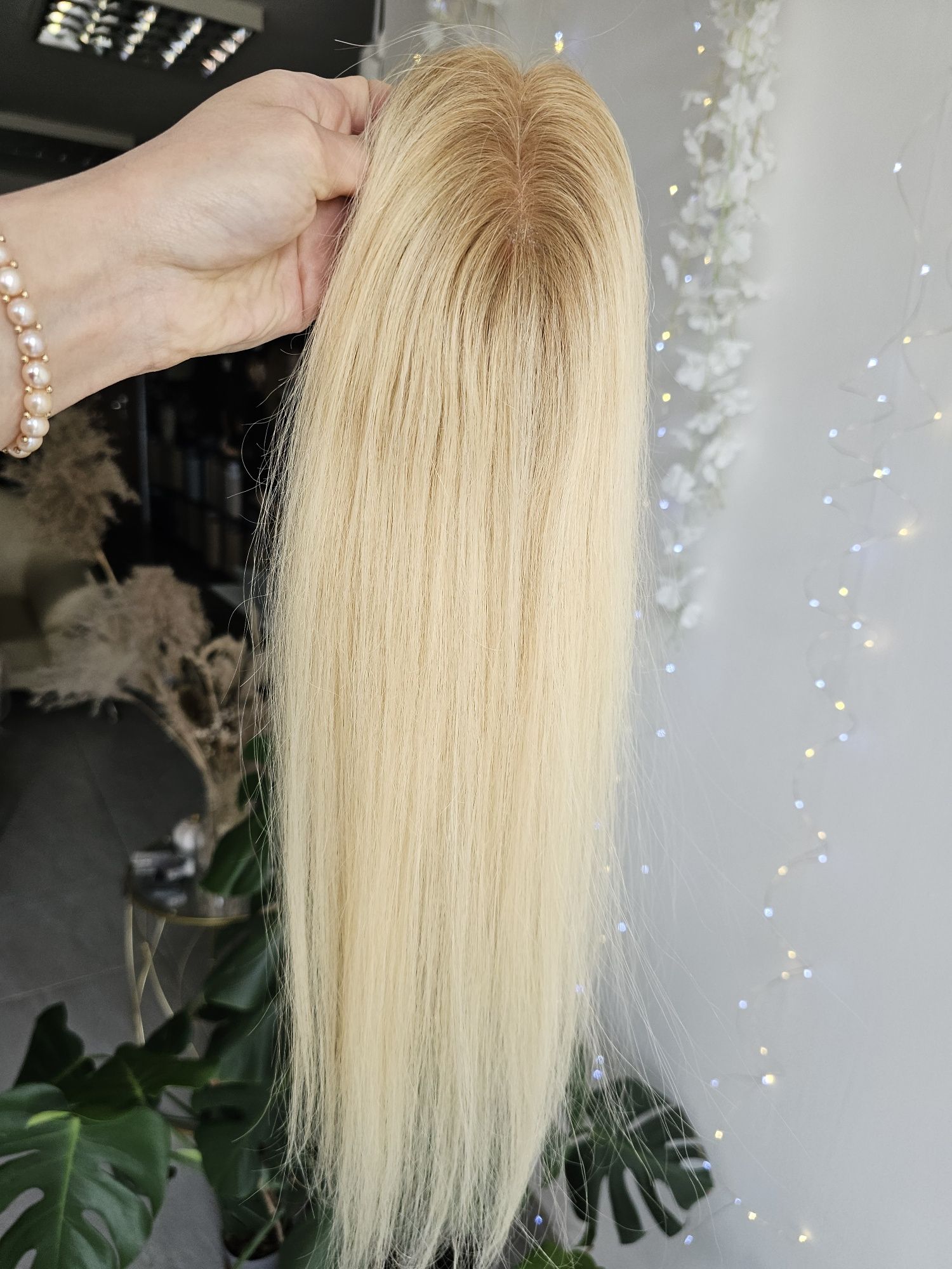 Mini topper tupet mono Lucy słoneczny blond z odrostem 50 cm