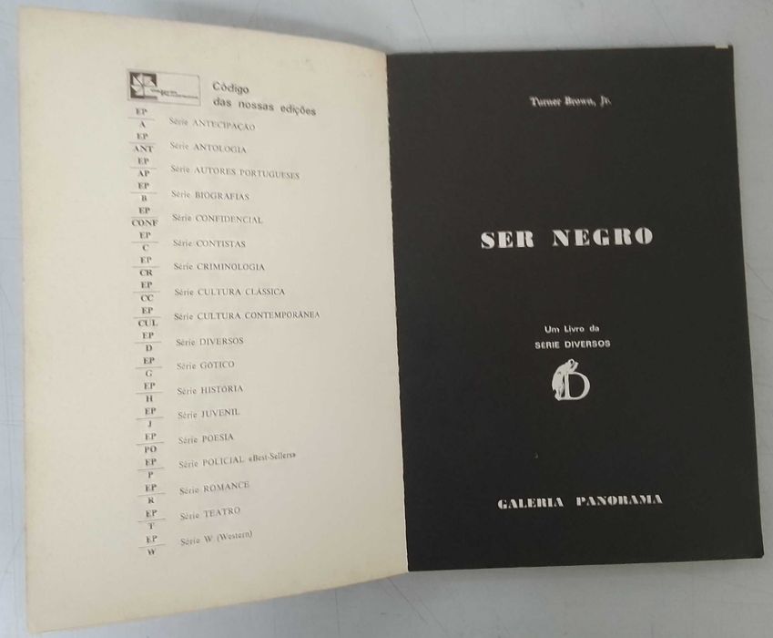 Livro. Ser Negro.  Turner Brown Jr.