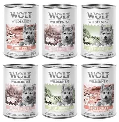 Wolf of Wilderness JUNIOR 6x400g MIX SMAKOWY