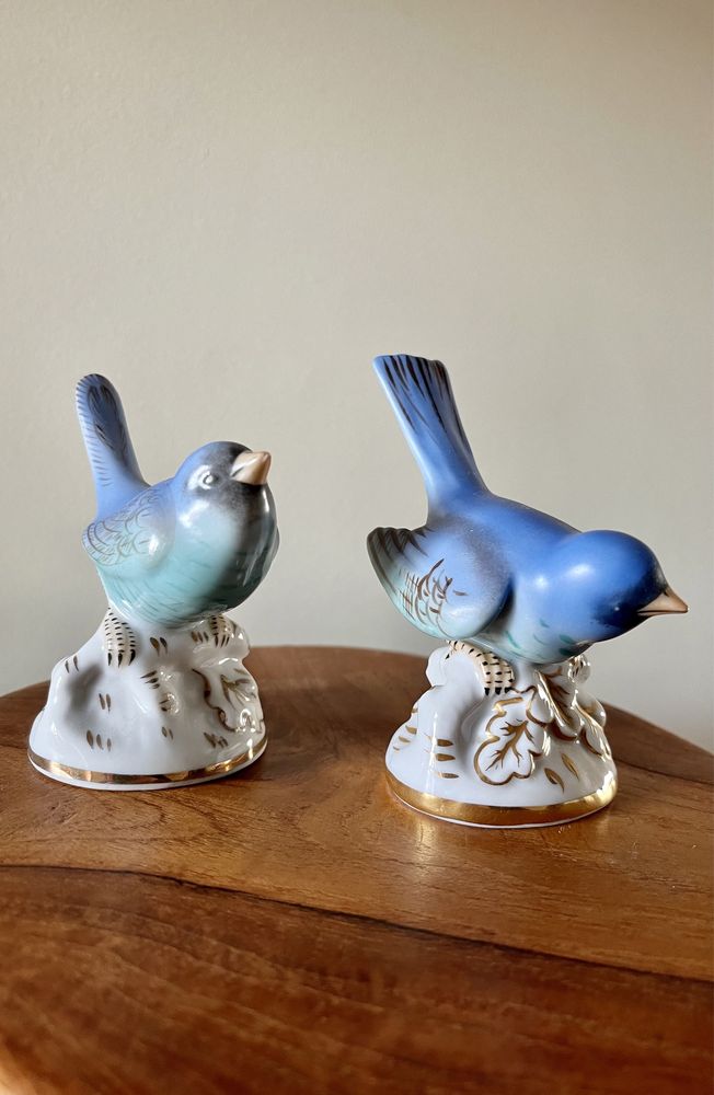 Artibus Pássaros Porcelana Par Azul