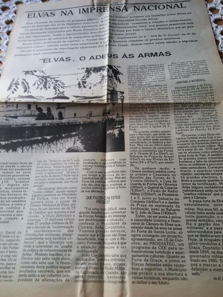ELVAS-Recortes de jornais de várias épocas (história de Elvas)