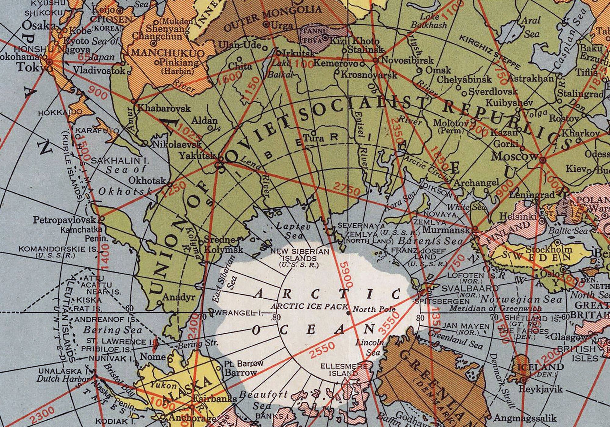 Mapa płaskiej ziemi - AirMap Polar Azimuthal Projection 100x70