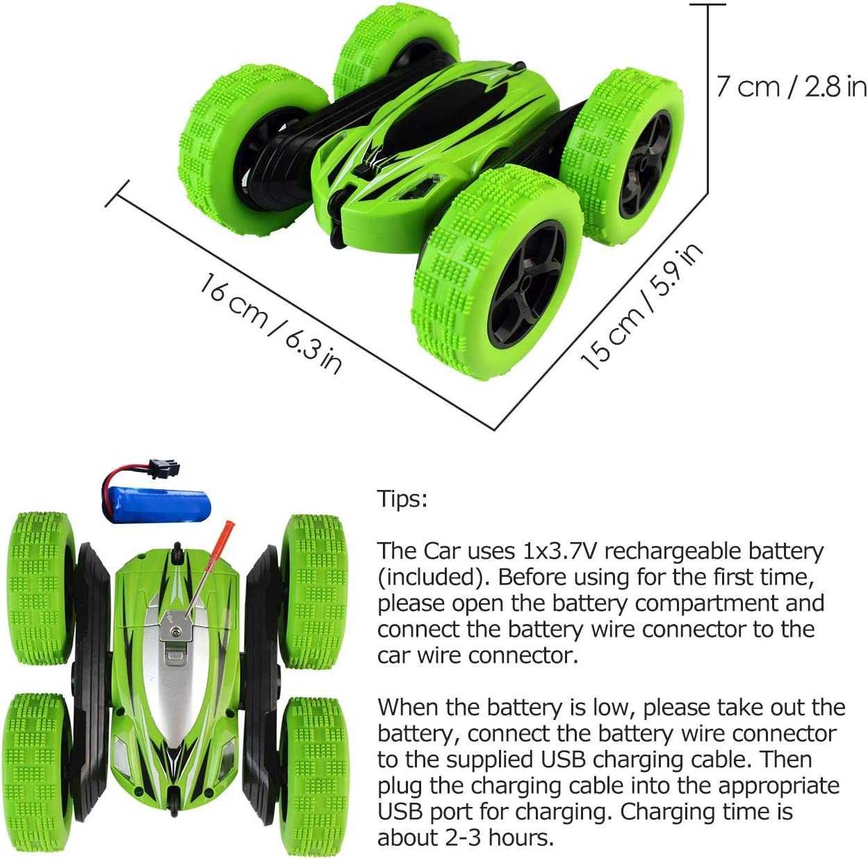 Samochód zdalnie sterowany stunt car zielony 2.4 ghz R/C D524