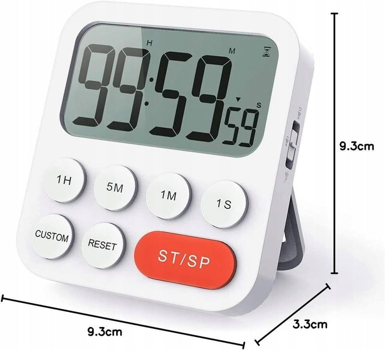 Timer Kuchenny Minutnik Cyfrowy Stoper Czasomierz Stojący Na