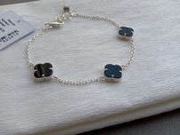 Серебряный браслет Van Cleef Ван Клиф черный оникс клевер 3 5 цветков