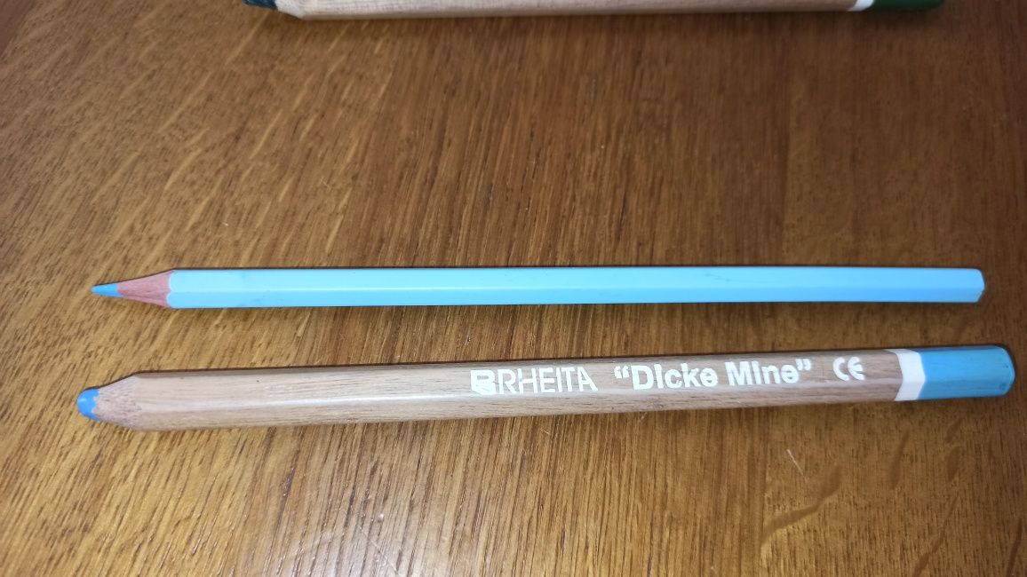 Кольорові товсті олівці б/у Rheita натуральный, грифель 6 мм, шестикут