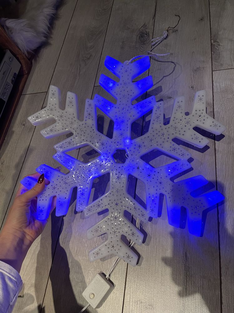 Zimowa lampka lampa śnieżynka biała do powieszenia snowflake lamp