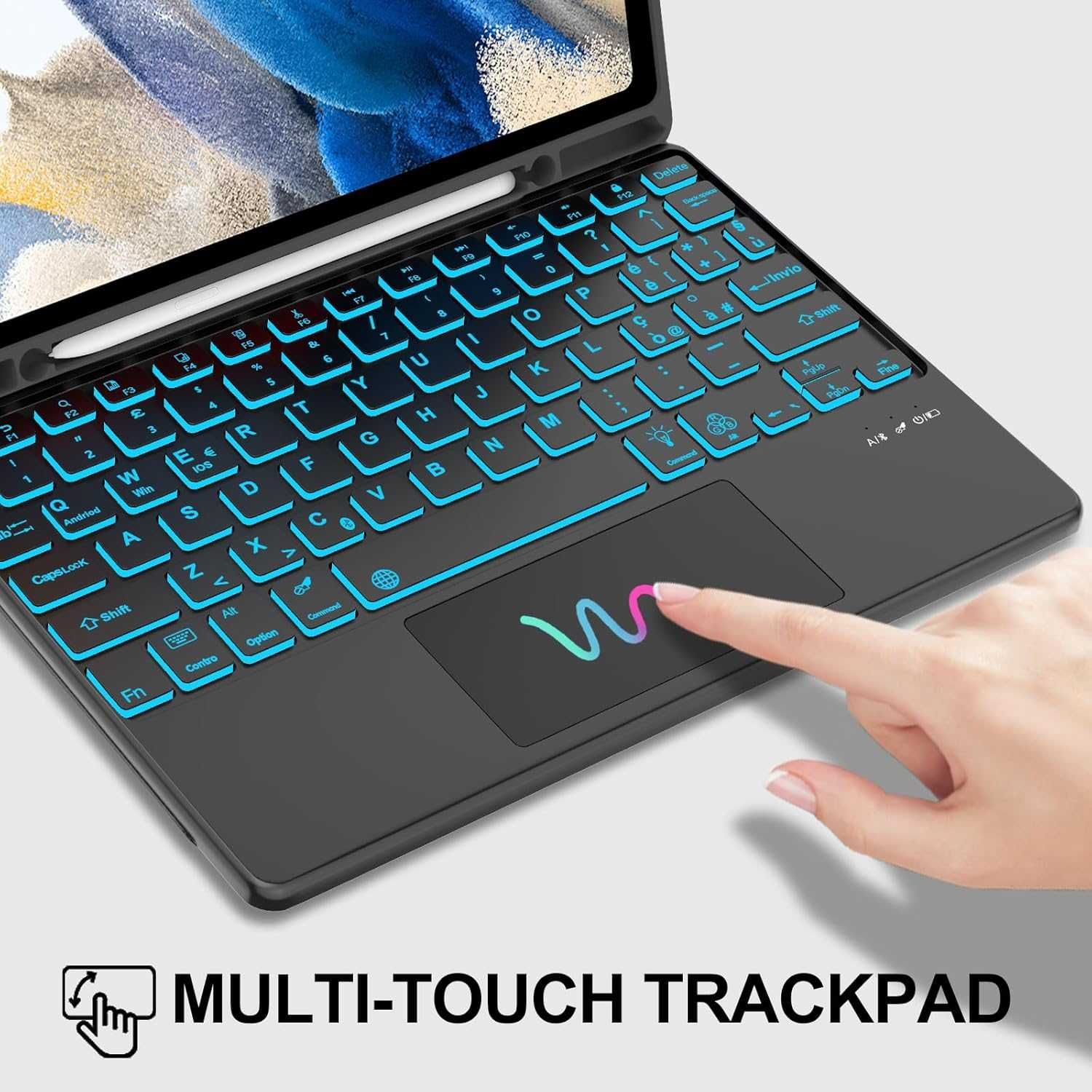 JADEMALL etui klawiatura LED RGB touchpad Samsung Galaxy Tab A9 Plus