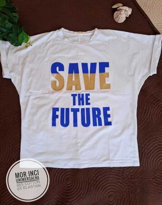 Biała bluzka z napisami Mor Inci uniwersalna