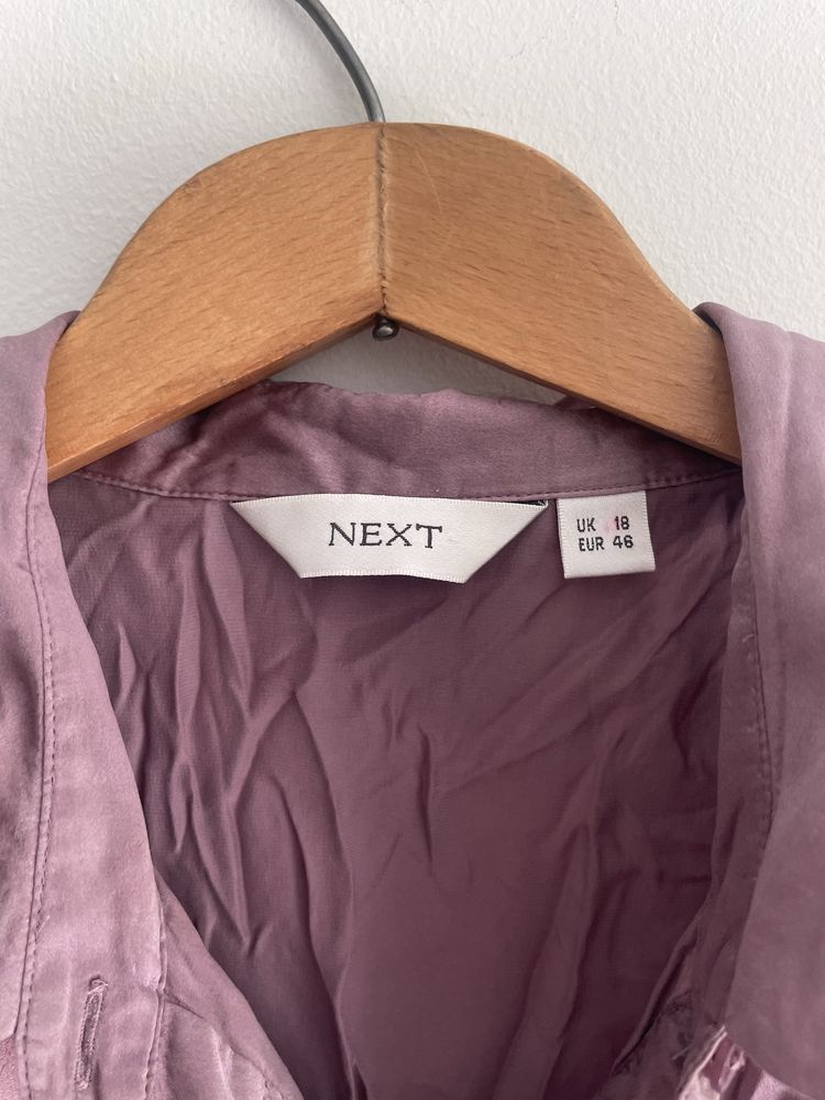 Jedwabna koszula bluzka z koronką i falbankami 100% jedwab plus size