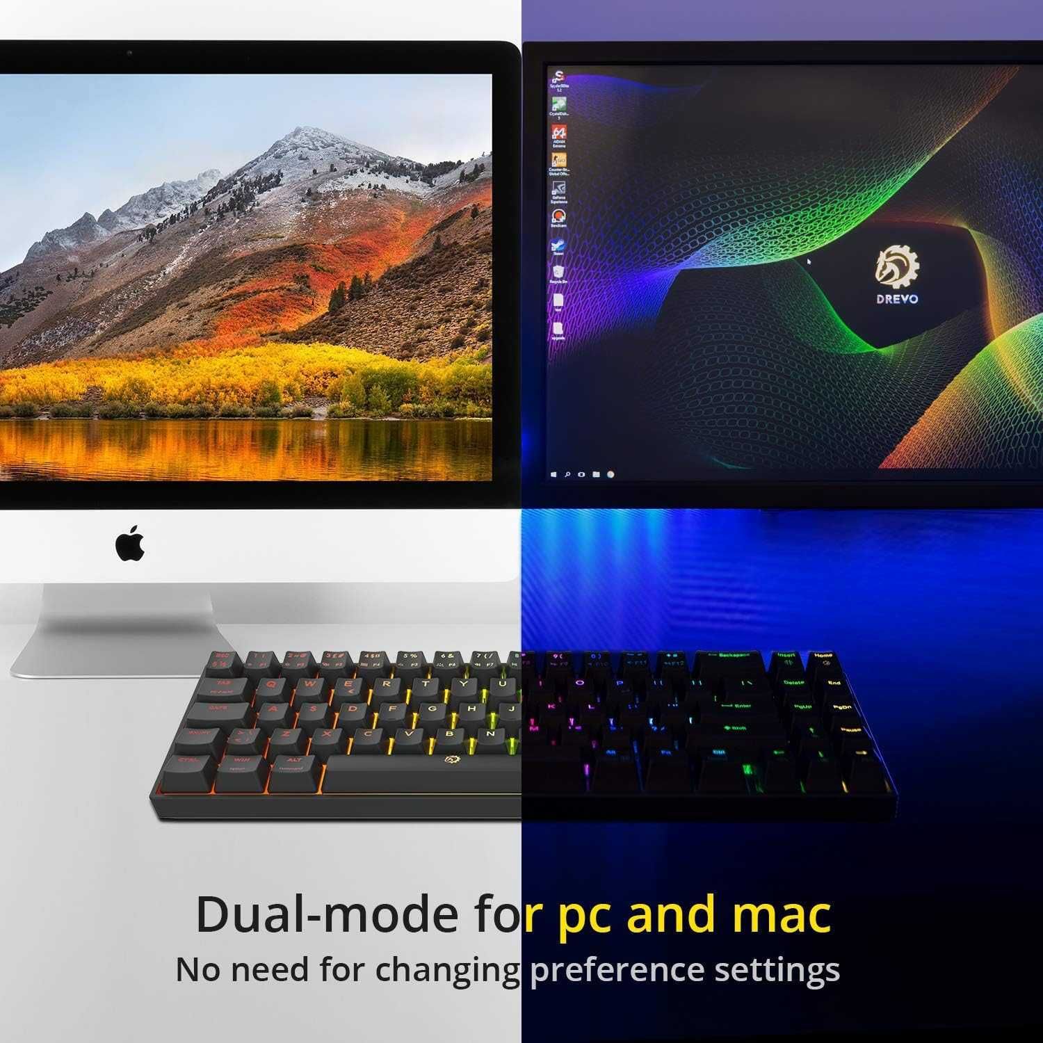 DREVO Calibur V2 TE RGB 60% przewodowa mechaniczna klawiatura