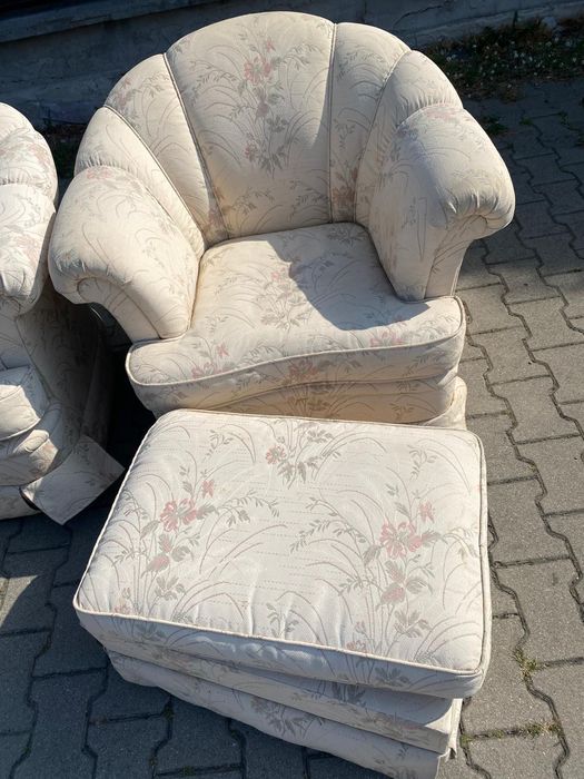 Stylowy wypoczynek z Niemiec Sofa + fotel + podnóżek DOWÓZ DO DOMU