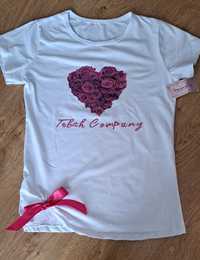 Nowa bluzka t shirt koszulka róże kokarda 164 cm