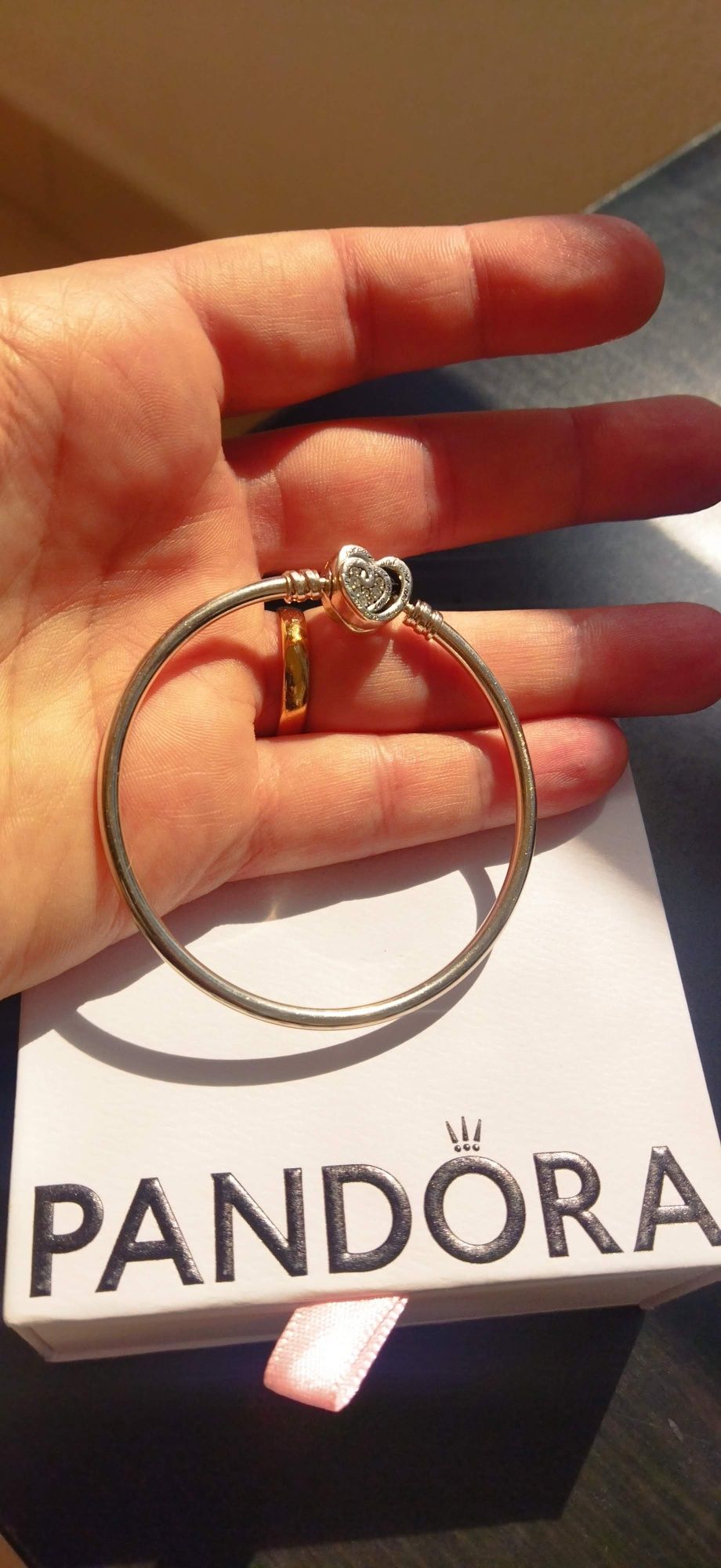 Pulseira Pandora prata edição limitada fecho coração zircão forever an