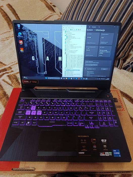Asus Tuf 144Hz i5 11400h RTX 3050 16 RAM 512SSD