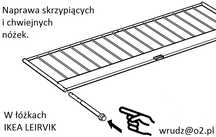 Zestaw do naprawy skrzypiącego łóżka IKEA LEIRVIK, wzmocnienie nóżek.
