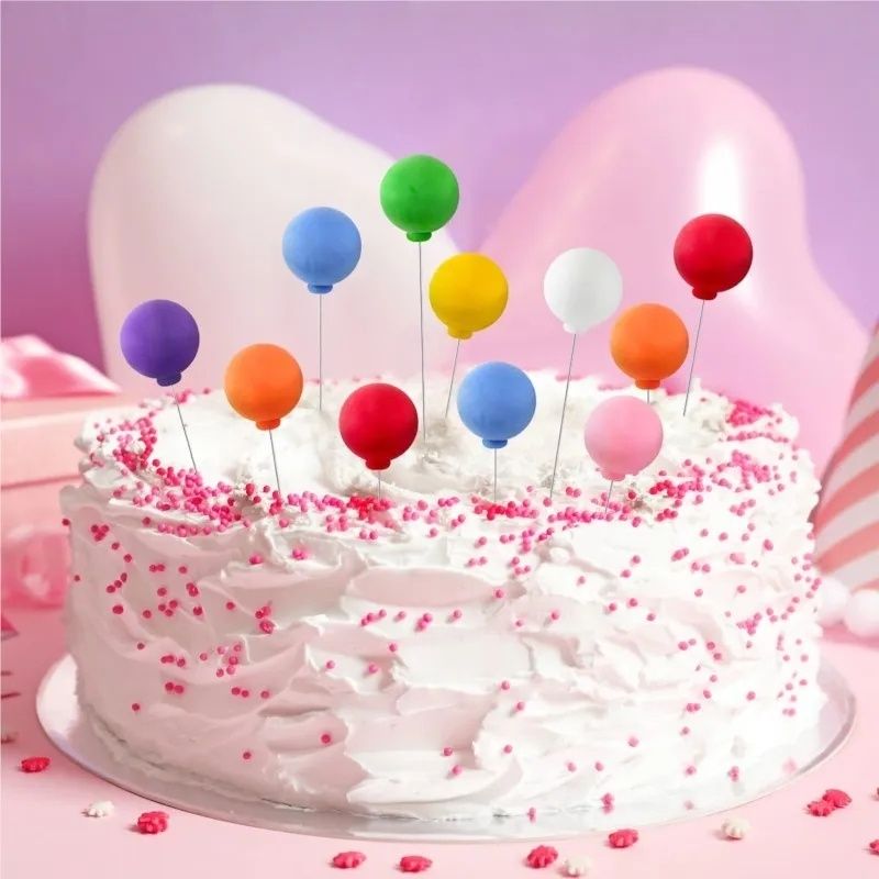 Topper 6 szt na tort urodzinowy kolorowe baloniki