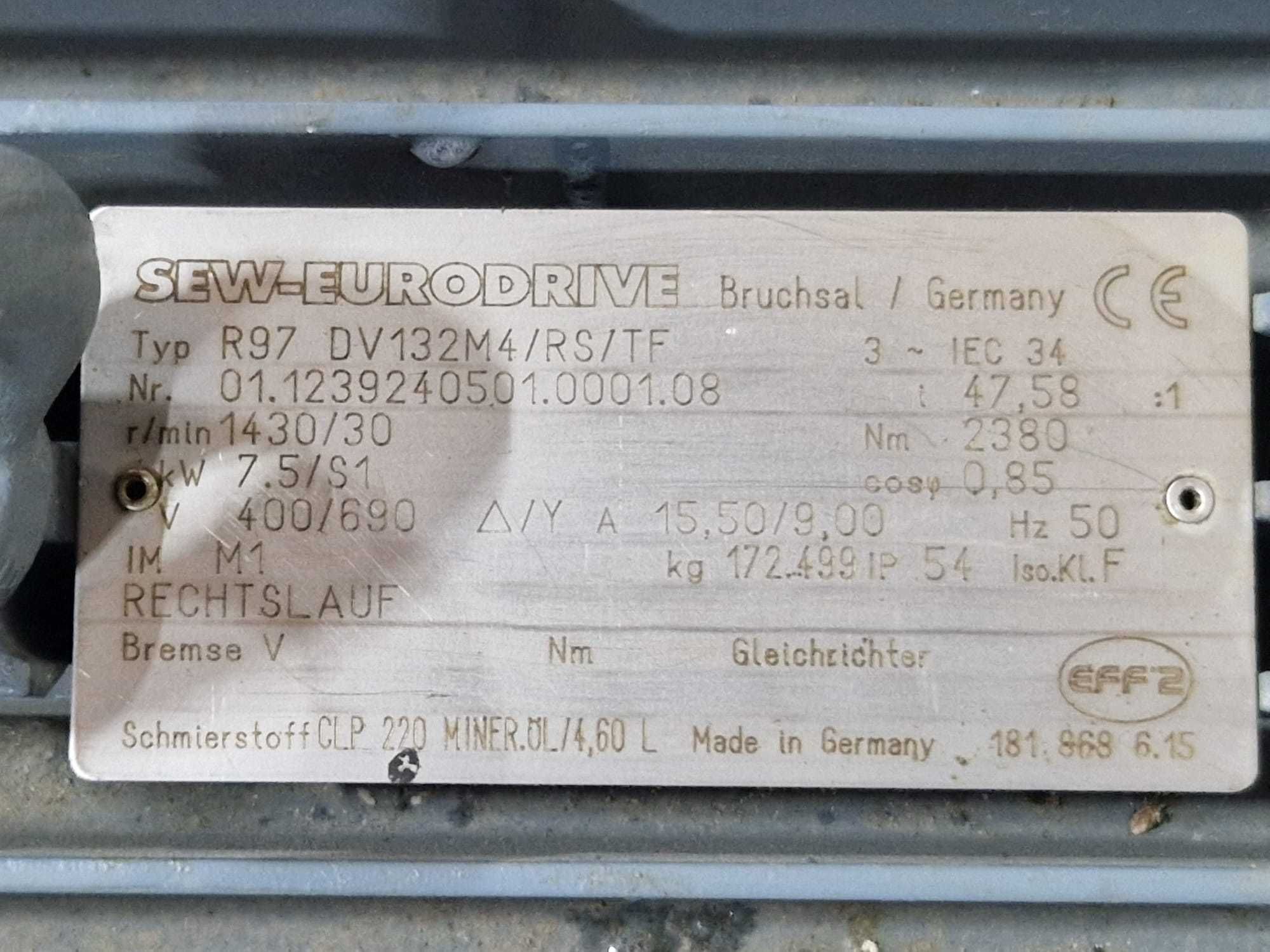 Motoreduktor SEW 7,5 kW 30 obr./min.