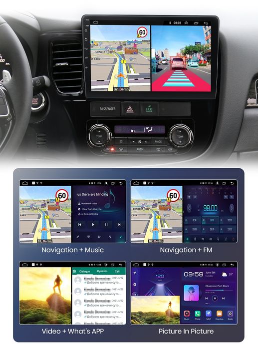 Rádio Mitsubishi Outlander 3 CARPLAY Android Auto Wi-Fi GPS Bluetooth