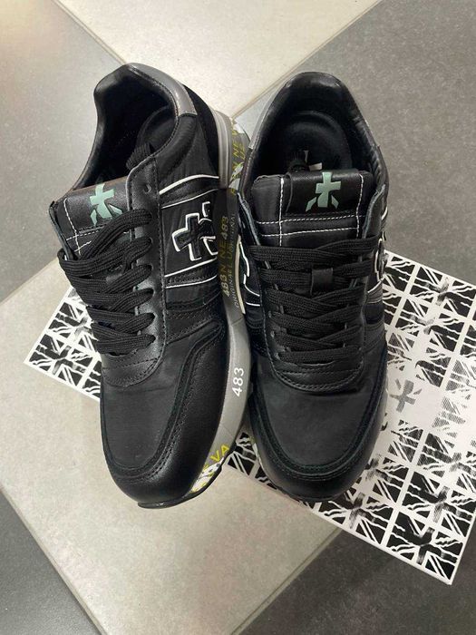 ОРИГИНАЛ Premiata lander новые мужские кожаные кроссовки черные 40-45