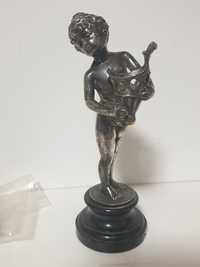 Antiga amorosa figura de Putto do Sec. XIX com banho em prata