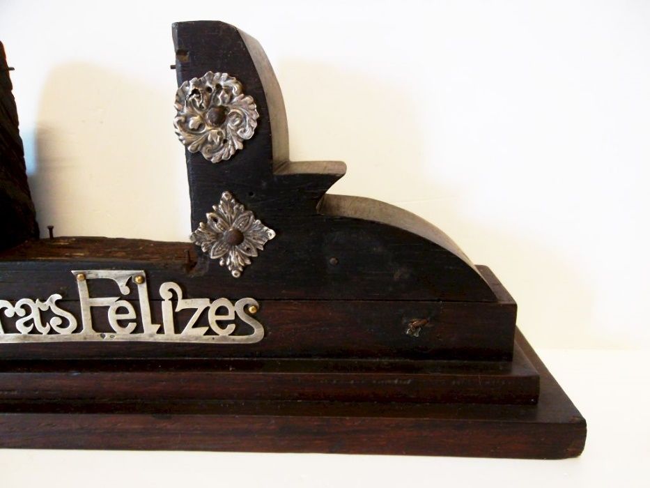 para restauro: antigo supporte de relógio de mesa em pau santo+prata