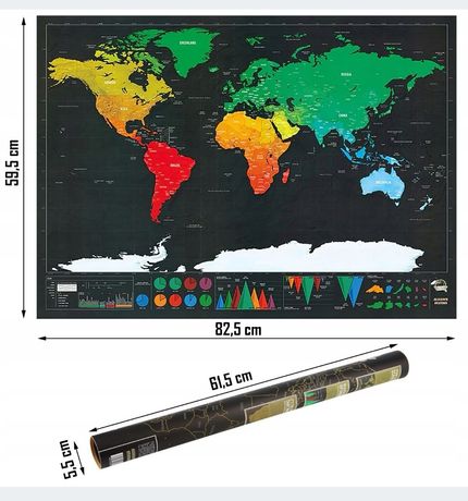 Nowa Mapa 82 x 60 cm zdrapka duża tunel tuba atlas