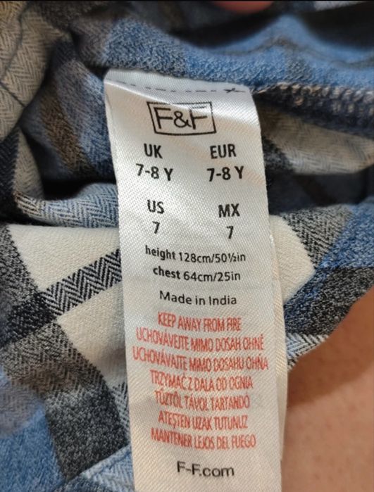 Koszula chłopięca w kratkę z długim rękawem F&F, 100% bawełna