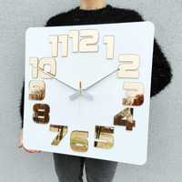 Duży zegar ścienny ze złotymi cyframi 49cm Nowoczesny