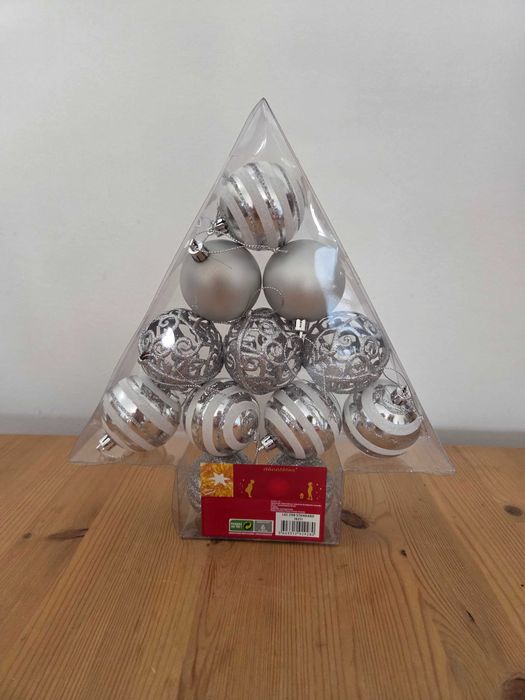 Conjunto 12 bolas de Natal prateadas