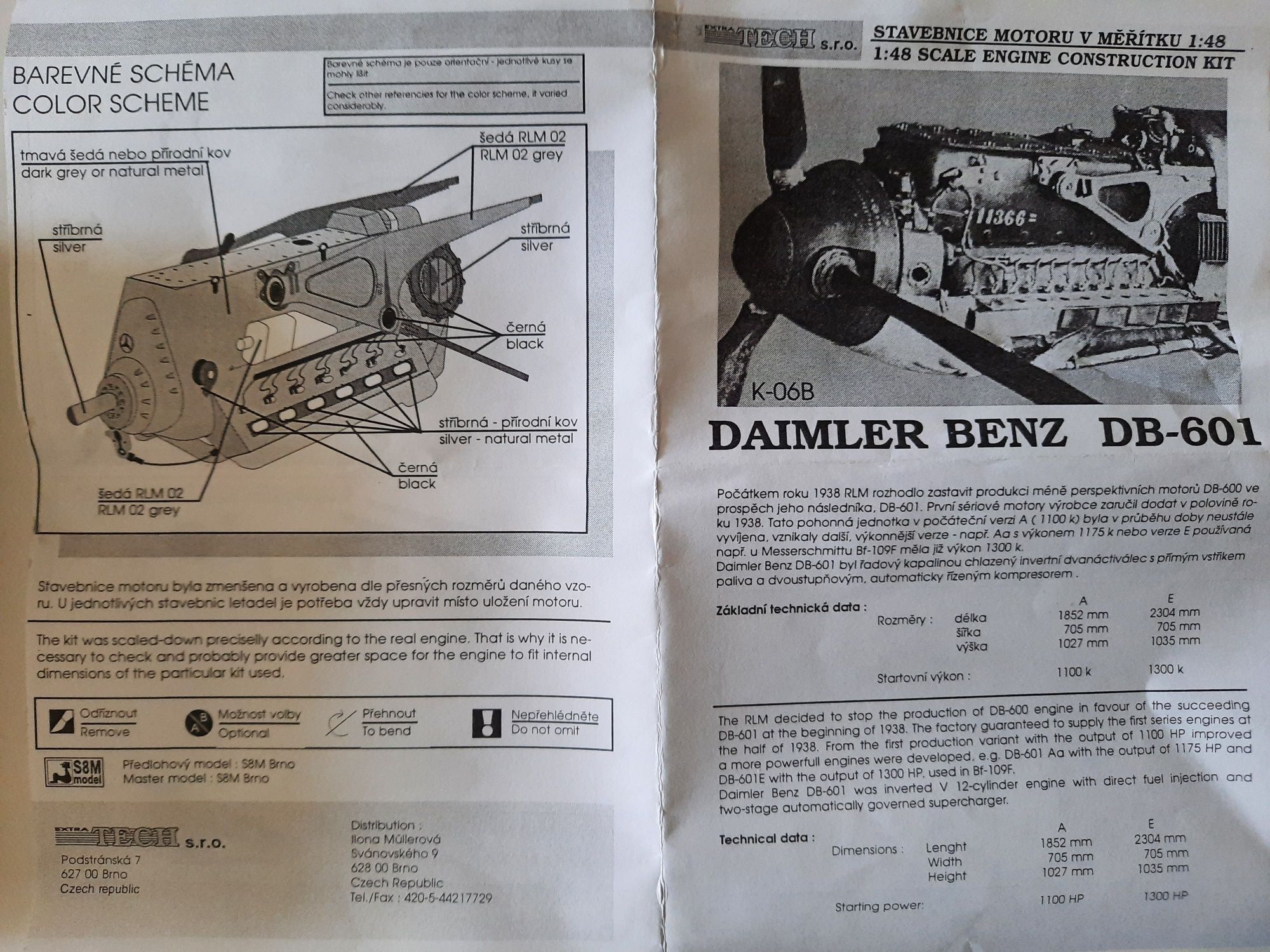 Akcesoria modelarskie: silnik Daimler Benz DB-601, 1/48.