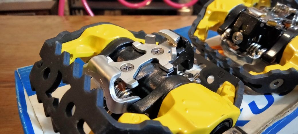 Nowe Exus Pedały SPD DH Retro MTB Downhill Żółte