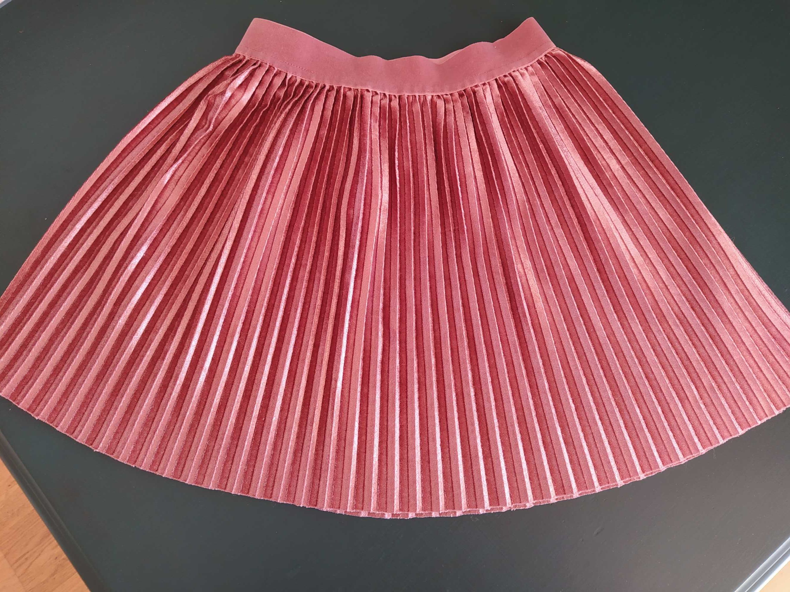 Spódniczka plisowana, aksamitna, różowa, Reserved 122