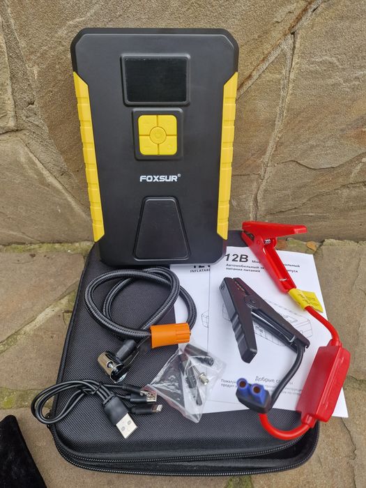 Пускозарядний пристрій з компресором для автомобіля FOXSUR FJS-950