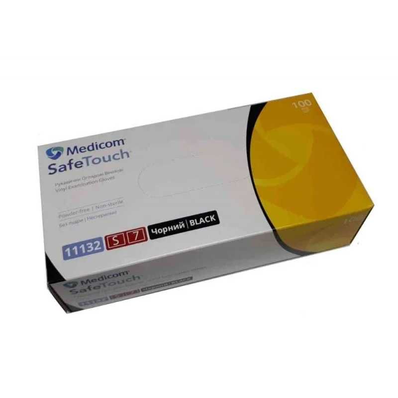 Рукавички вінілові неопудрені Medicom розмір S/M/L (50 пар) чорні