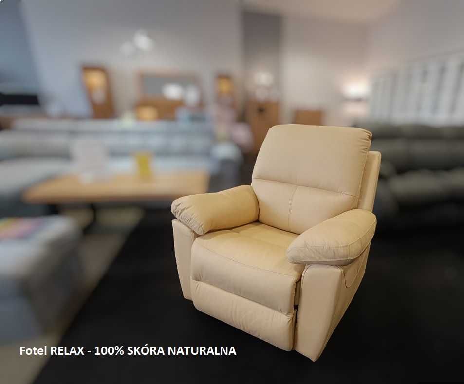 Nowy Fotel RELAX , 100% SKÓRA - Od Producenta = OUTLET MP -40%