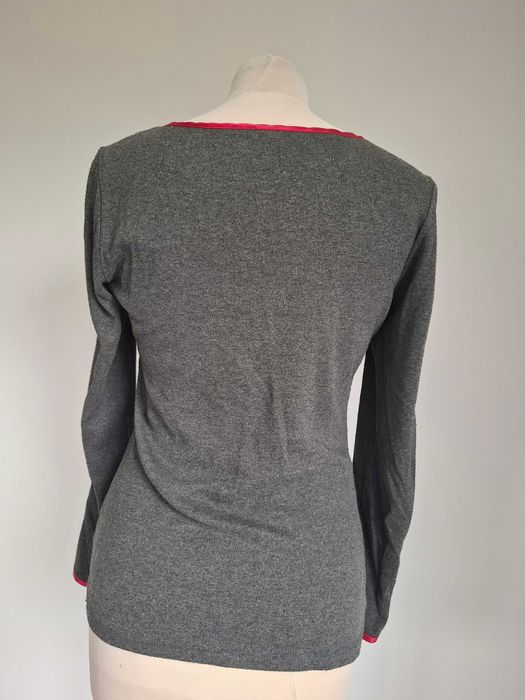 Damska góra piżamy Italian Fashion S/M bordowa kokarda długi rękaw