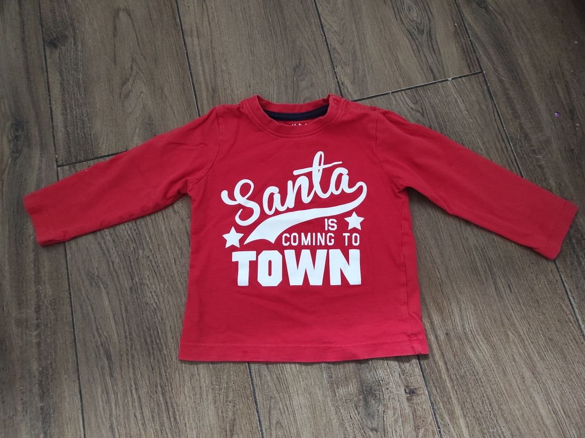 Koszulka bawełniana święta Santa is coming to town 80 na 86 Nutmeg