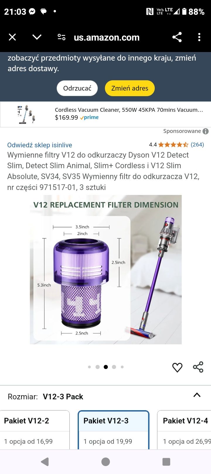 Filtry V12 Dyson