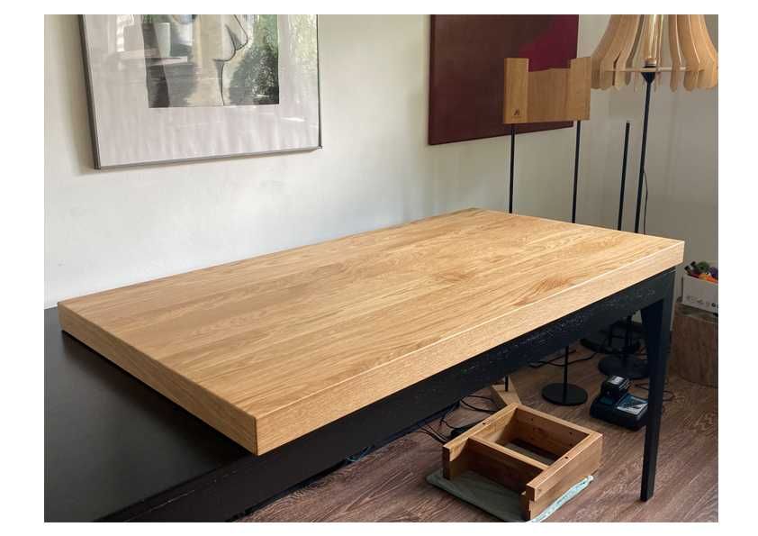 Duży blat dębowy gruby 6cm, lite drewno unikat