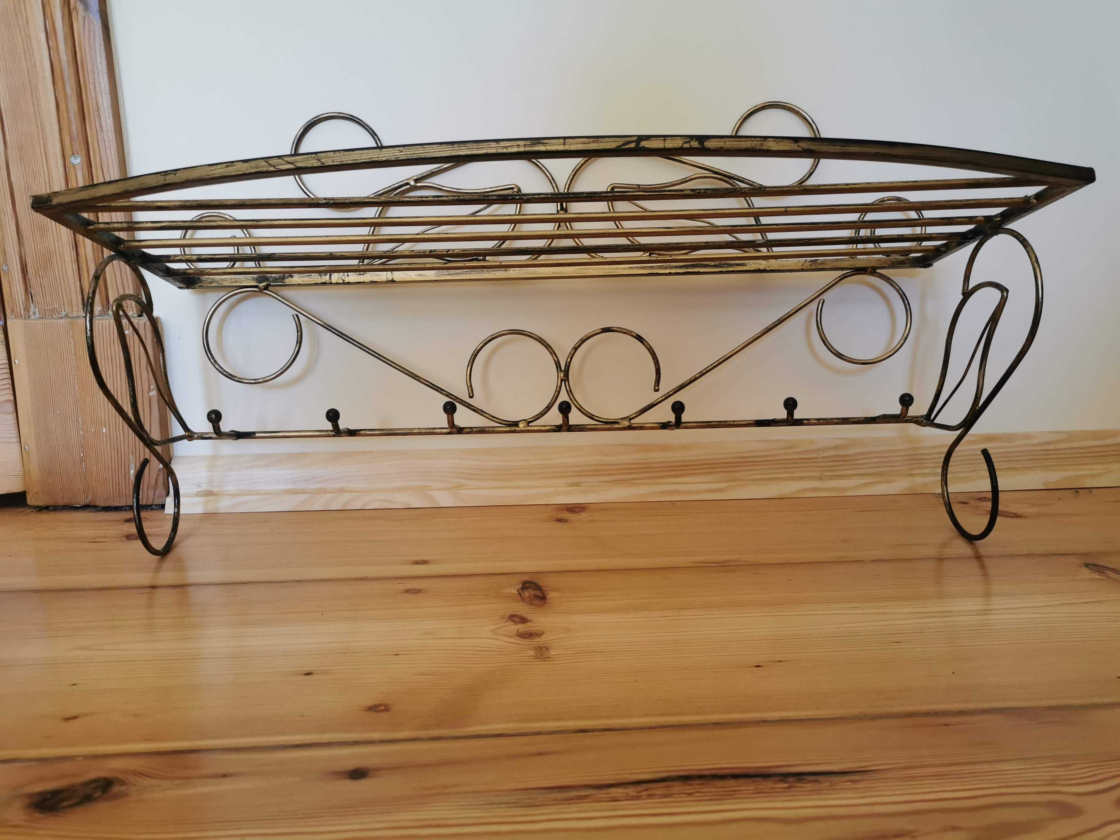 Wieszak ścienny na ubrania ozdobny 70 cm metaloplastyka kuty retro