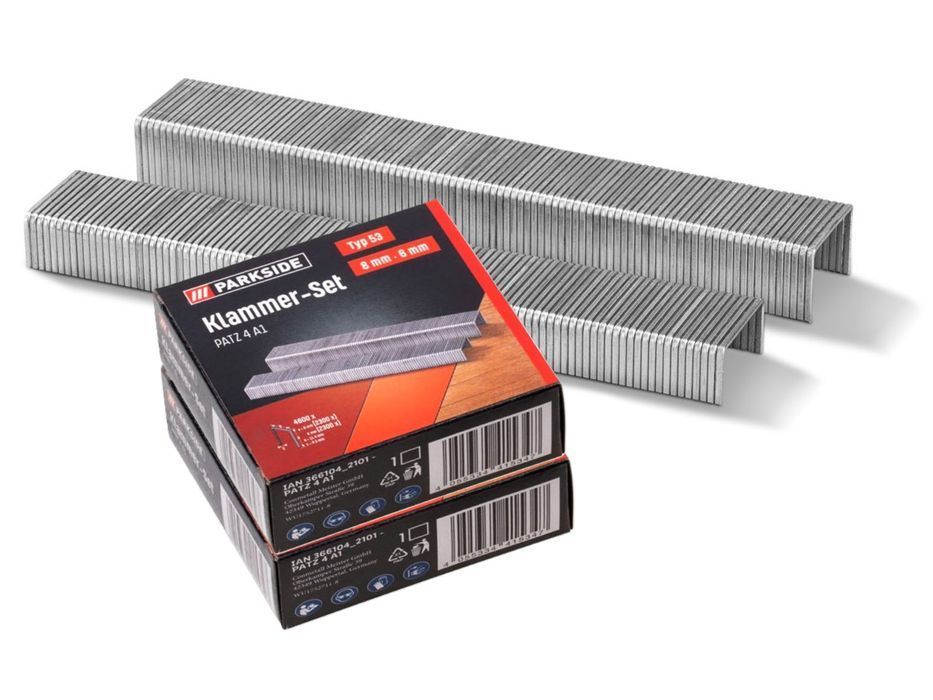 Zszywki Parkside, 2 x 4600 sztuk, 8 i 6 mm, Typ 53 Pat 4