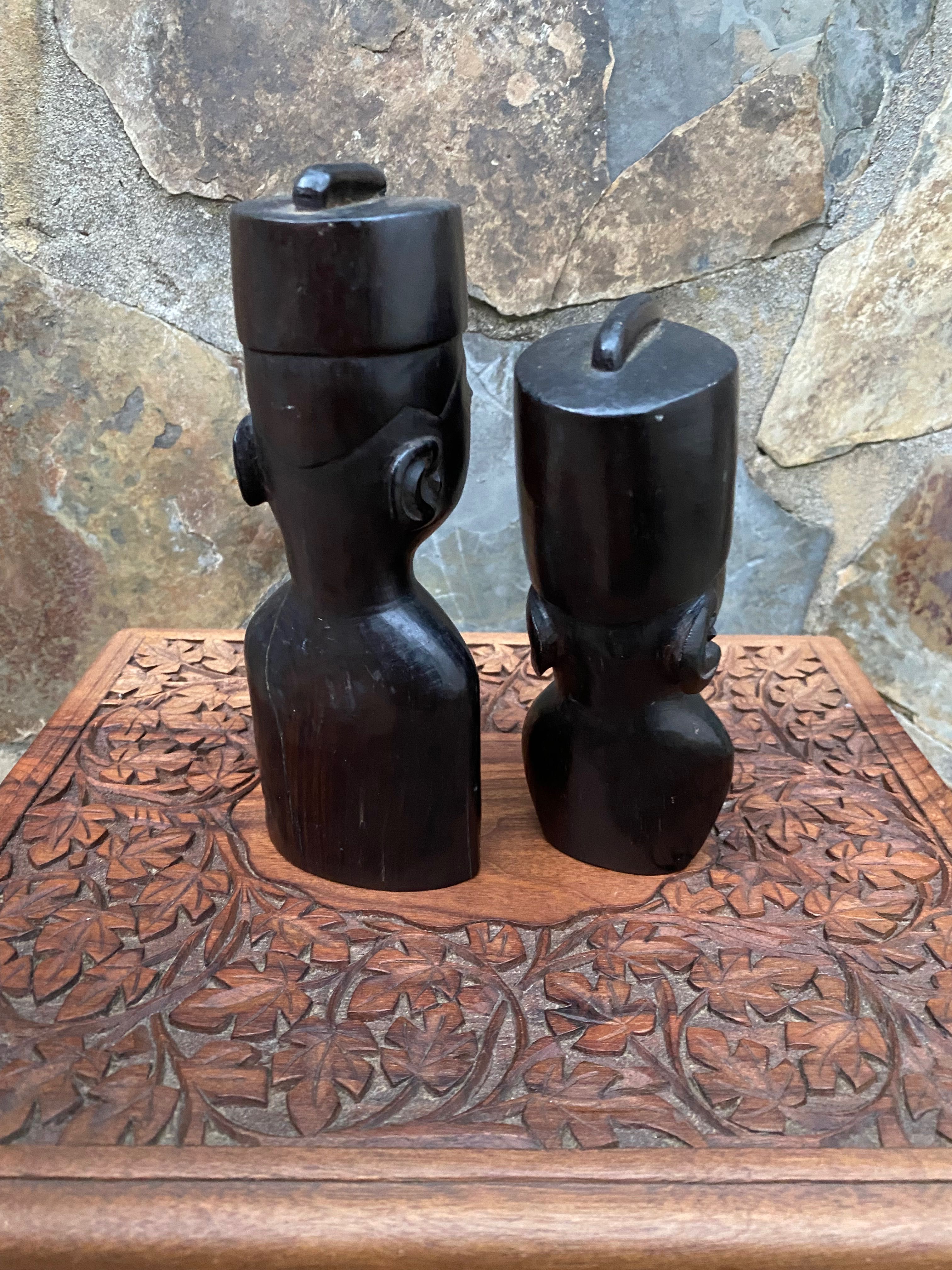 Casal Tribal Chefes Maconde Moçambique 17 cm Anos 50