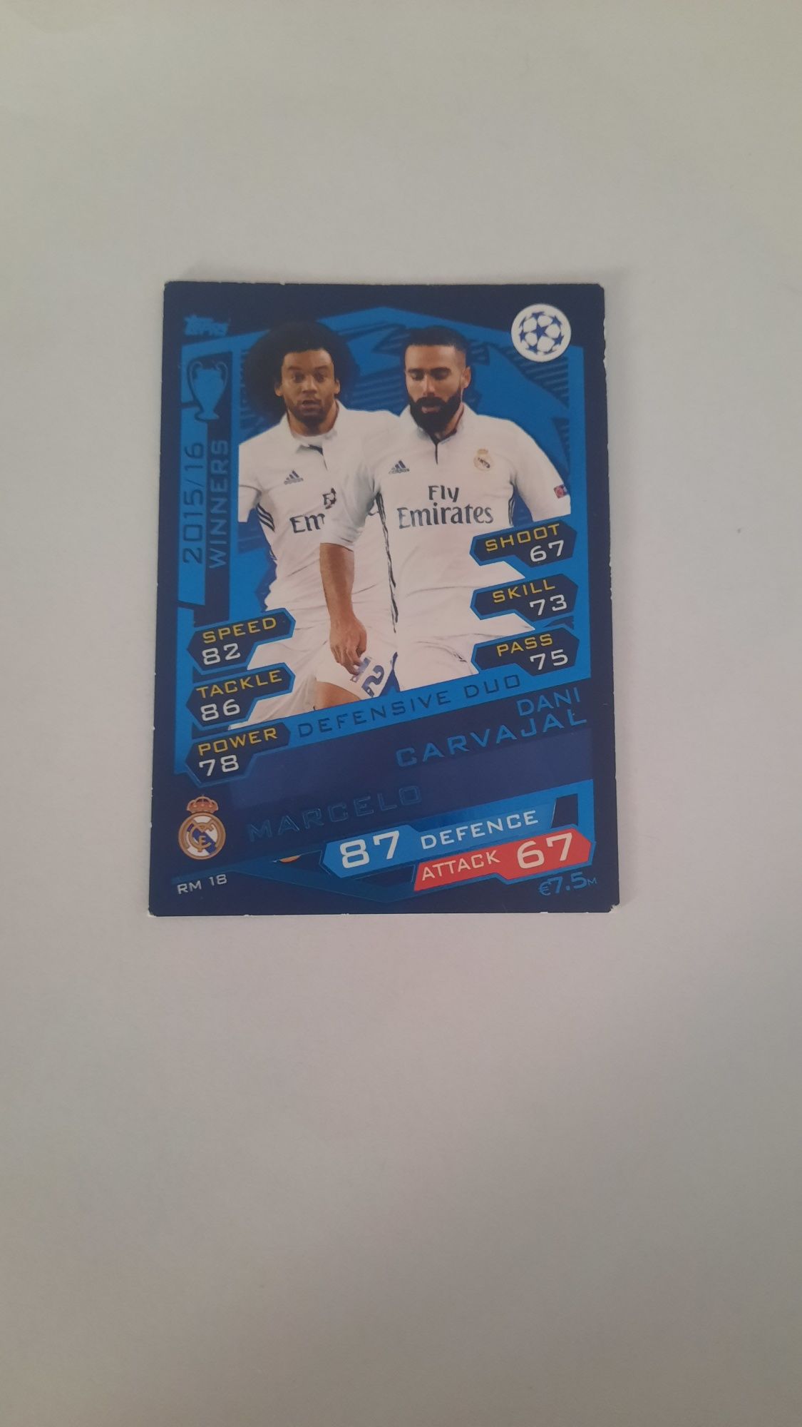 Karta piłkarska Match Attax defensive Duo Dani Carvajal i Marcelo