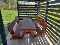 Meble ogrodowe stol 80x250 i dwie lawki
