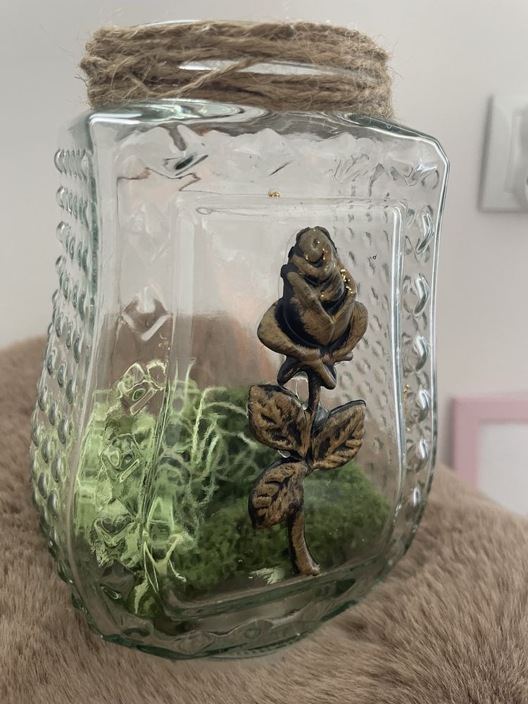 Znicz handmade. Oryginalny, szklany znicz, otwarty.