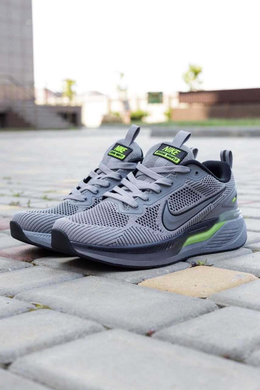 Чоловічі кросівки Nike Zoom сірий з зеленим 3286-3 ТОП