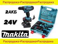 2АКБ Шуруповерт аккумуляторной Makita 24V 5.0Ah набор инструментов