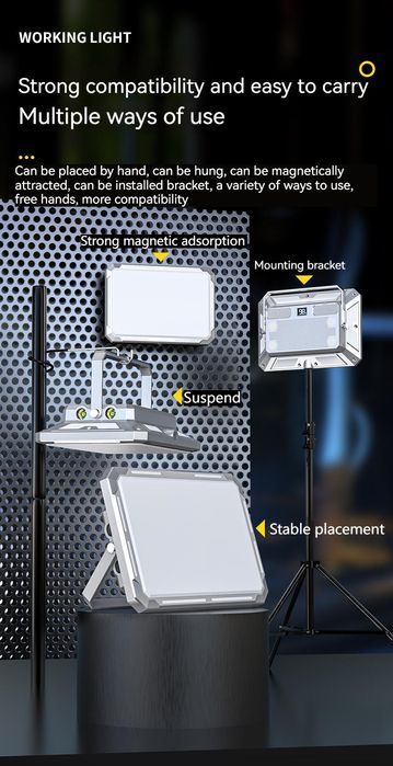 Прожектор на акумуляторі алюмінієвий аварійний фонарик автономний